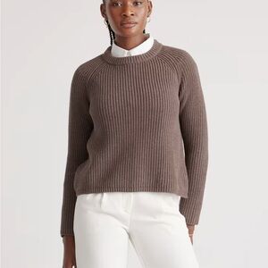 Quince 100% Organic Cotton Brown Fisherman’s Crew Neck Sweater